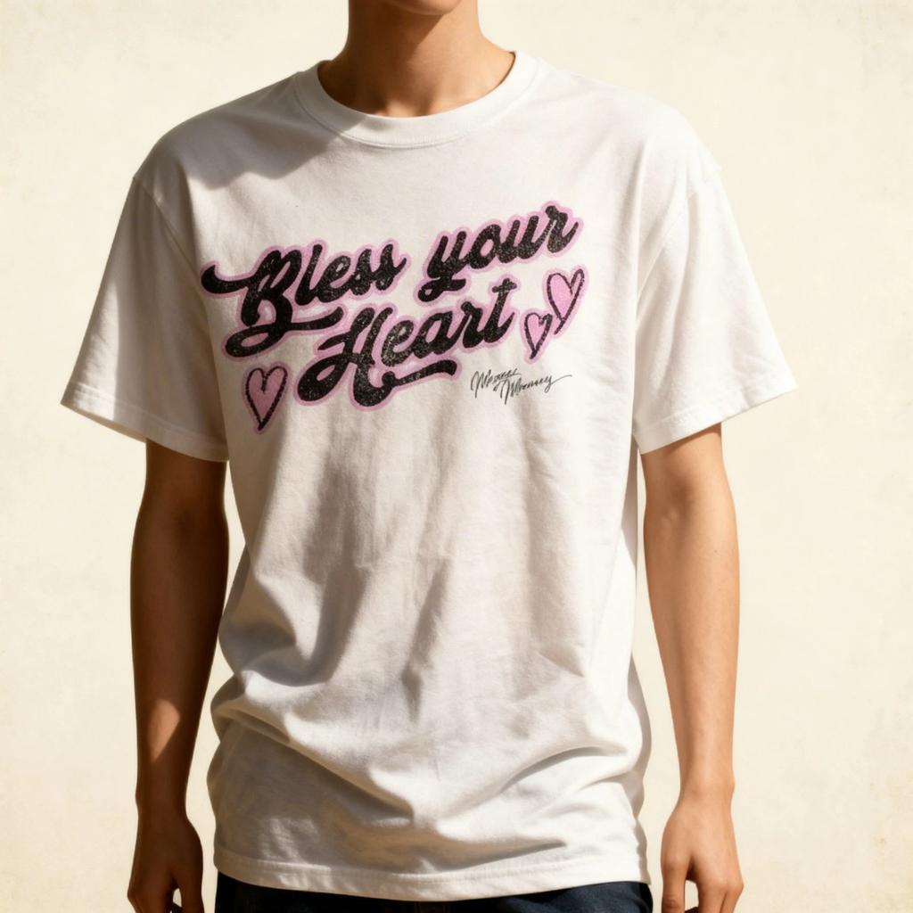 Megan Moroney Merch Bless Your Heart Tee Shirt White Cotton