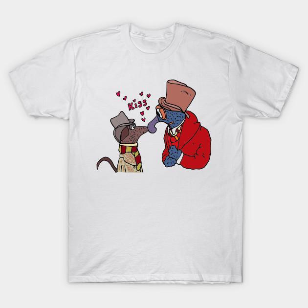 

Men Black Print T-shirt Gonzo And Rizzo Kiss No-Cut Transfer Paper Print Cotton Tshirt 3XL белый