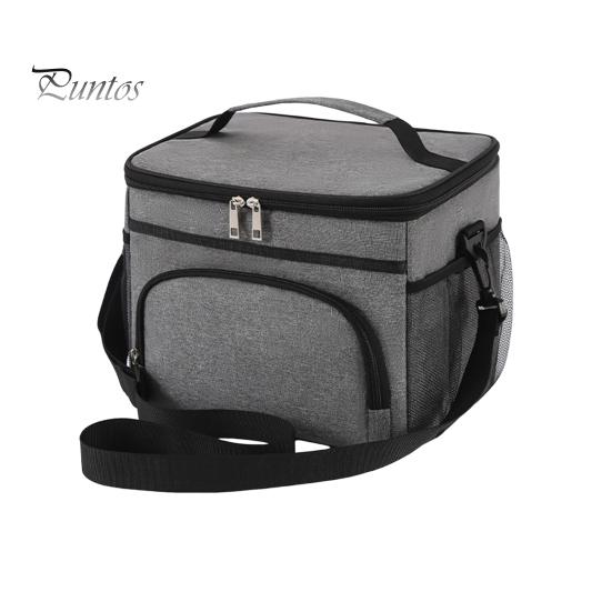 

Изолированная сумка для ланча, герметичная сумка-холодильник для ланча с несколькими карманами, вместительная сумка-контейнер для ланча с застежкой-молнией и ручкой серый