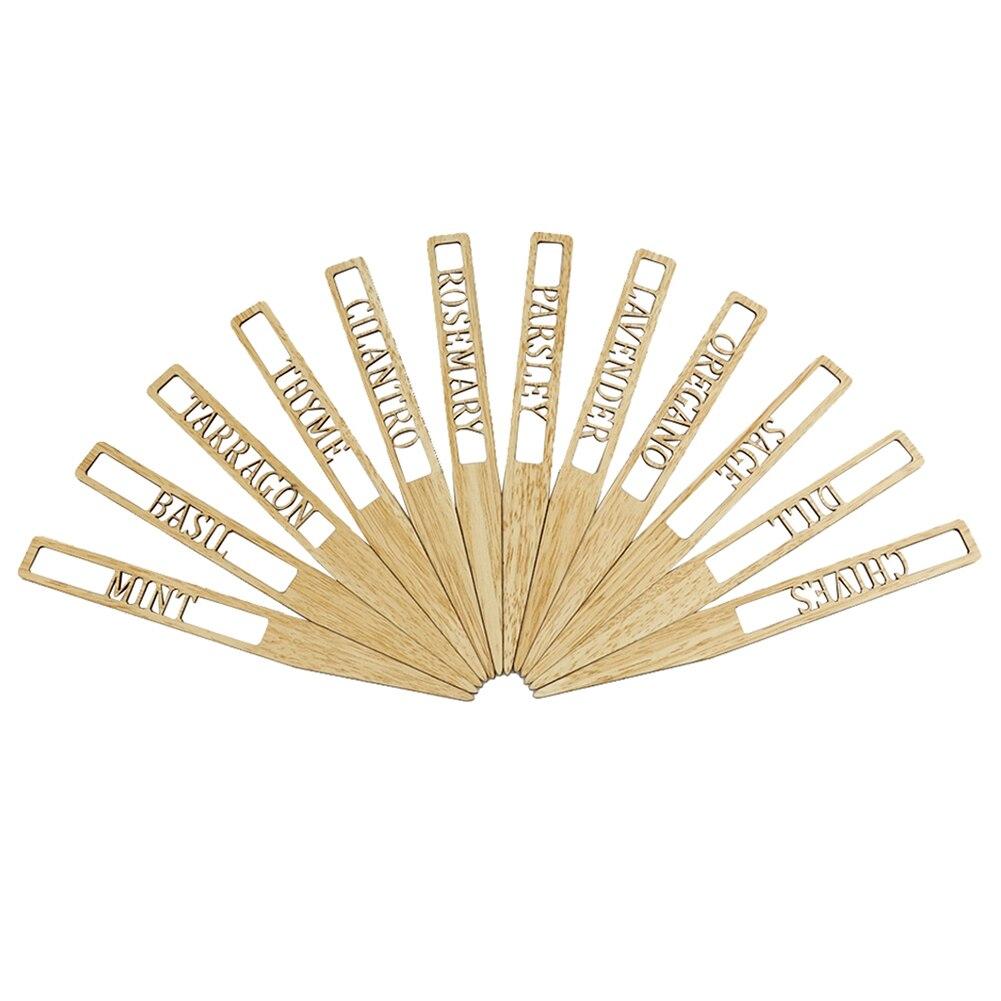 Tall Wooden HERB Tags For Garden Indoor And Outdoor Use - 12 Pcs /Set Plant Markers To Label Kitchen Garden Plant's Decor Tools