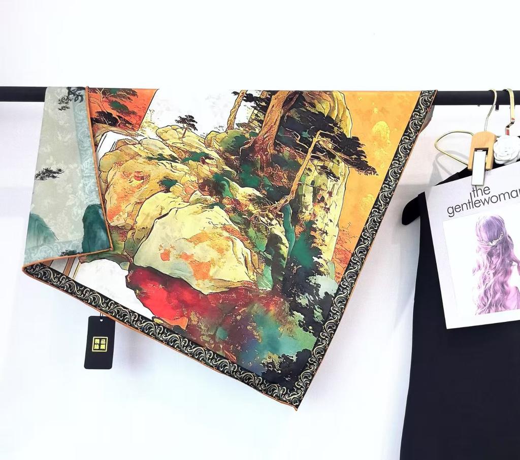 Flower Dill 70 * 70 New Chinese Suhang Small Square Scarf High-End Silk Scarf Women'S Double-Sided Spring And Summer Shawl Scarf