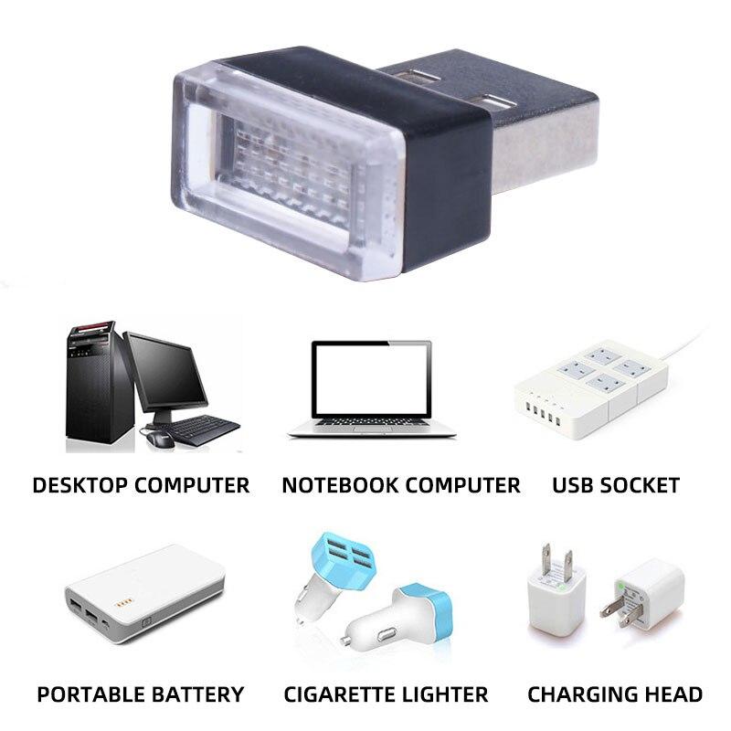 4x Mini USB LED Lumières d'Ambiance de Voiture Lampe Décorative Bleu et Rouge Violet Blanc Lumière Intérieure PC Portable Prise