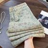 Women's Summer Retro Korean-Style Floral Print Wide-Leg Jeans: Stylish High-Waisted, Loose-Fitting, Relaxed-Fit Straight-Leg Pants
