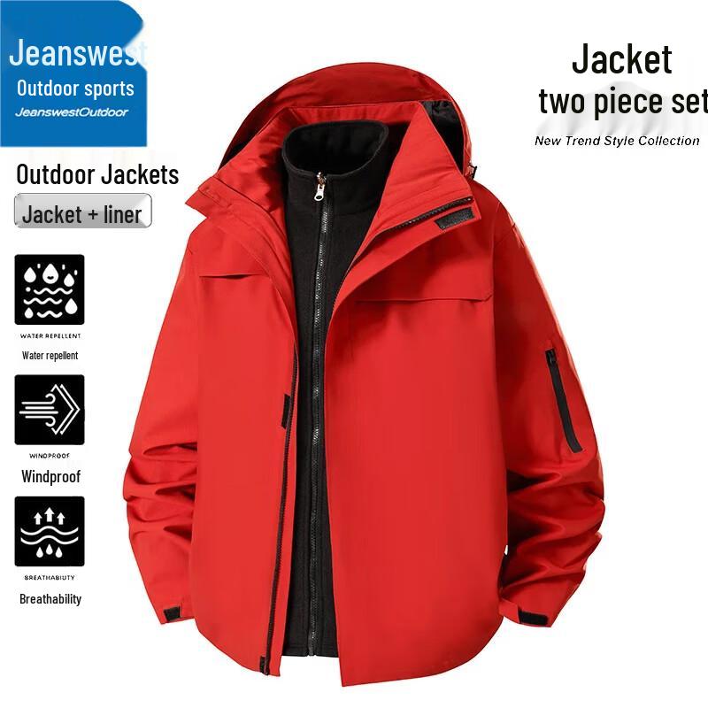 

Jeanswest Men s 2-in-1 Outdoor Windproof Waterproof Jacket 3XL