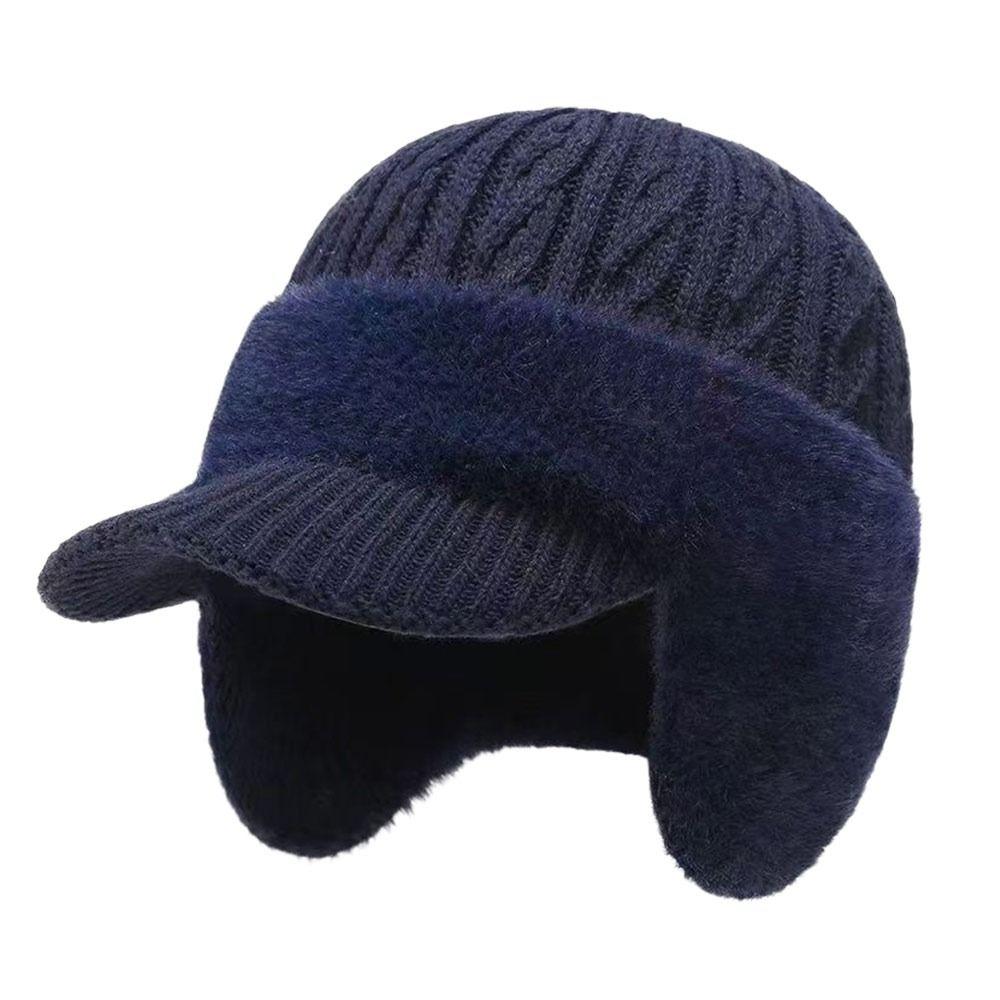 Fleece Lined Thermal Winter Hat Ear Protection Baseball Cap Fashion Knit Beanie Hat Outdoor
