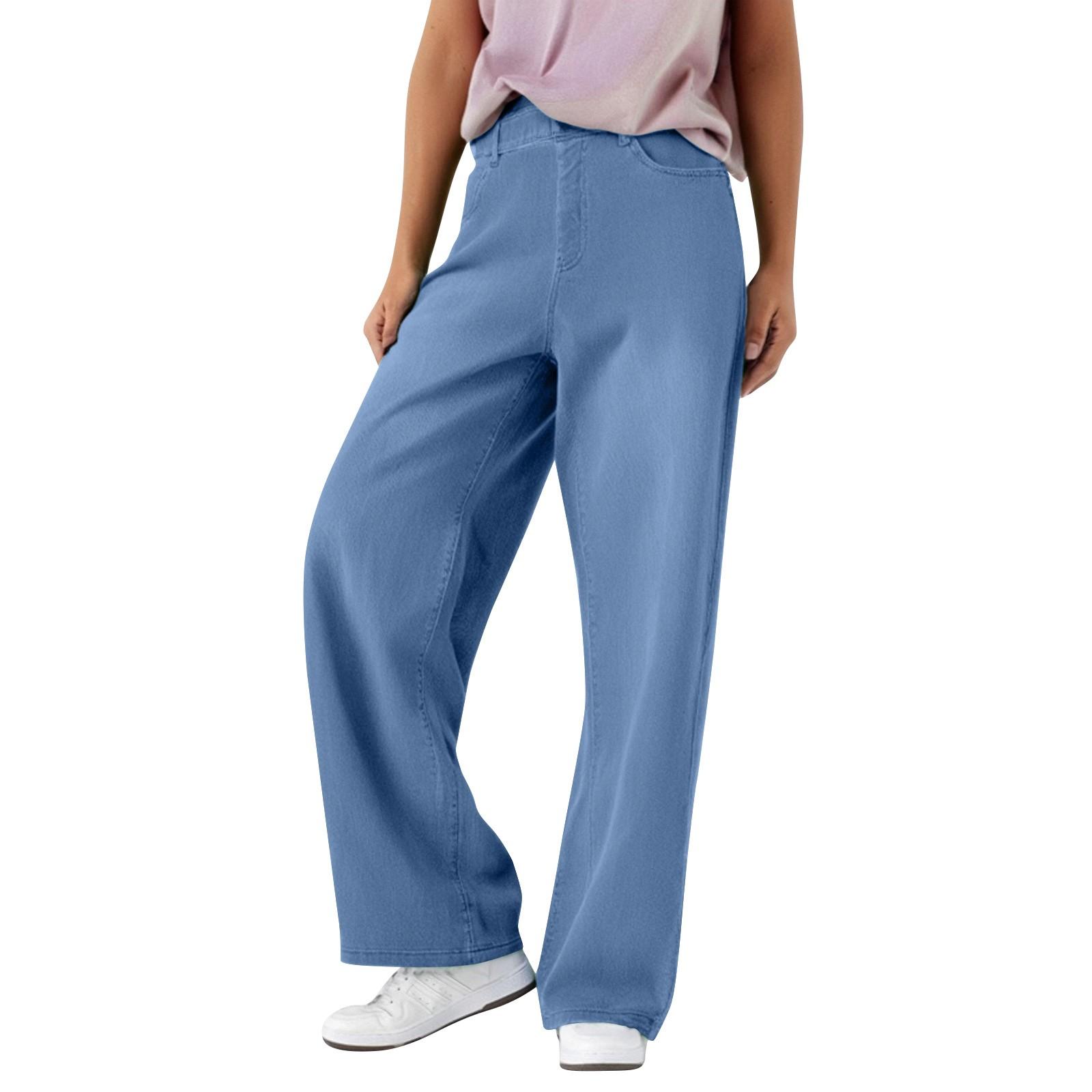 

Женские модные прямые повседневные винтажные драпированные эластичные джинсовые спортивные брюки L