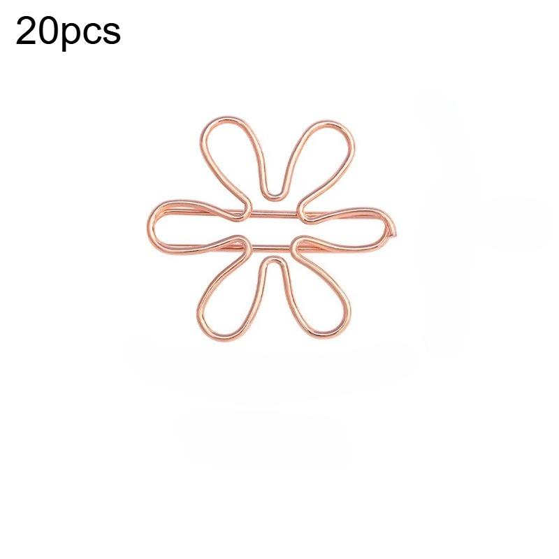 20 szt. Złoty klips papierowy w kształcie kwiatka, metalowy klips w kolorze ryżu, klips do dekoracji scrapbookingu, artykuły szkolne i biurowe