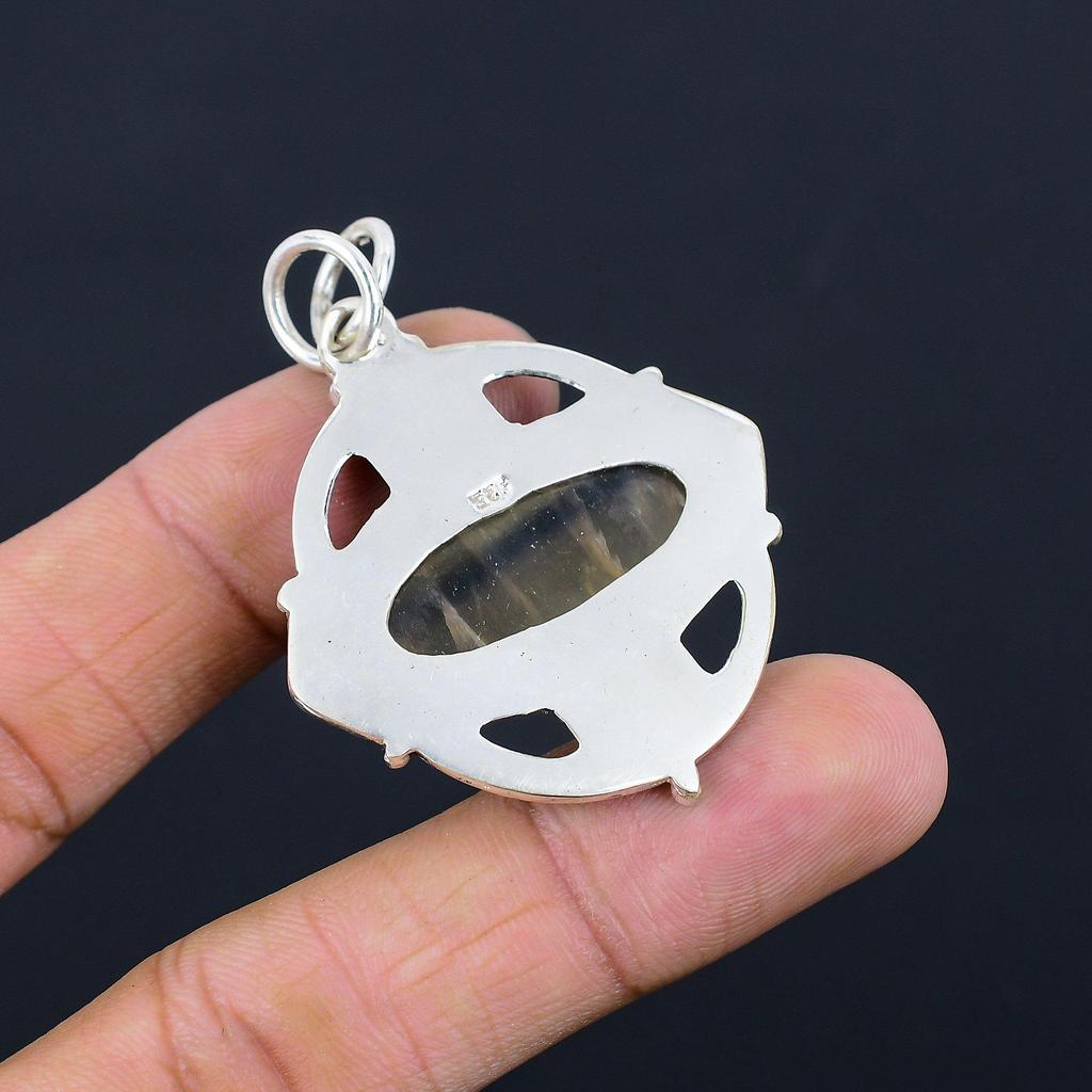 Friendship Day Deal Sterling Silver Natural Multi Fluorite Bezel Pendant Jewelry