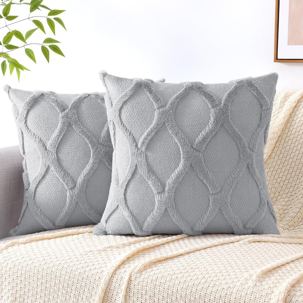HAPIHAPPY Plush Throw Pillow Covers 12X20 Set of 1 Faux Fur Wool Bed Sofa Living Room Throw Pillow Covers Soft Home PillowCovers