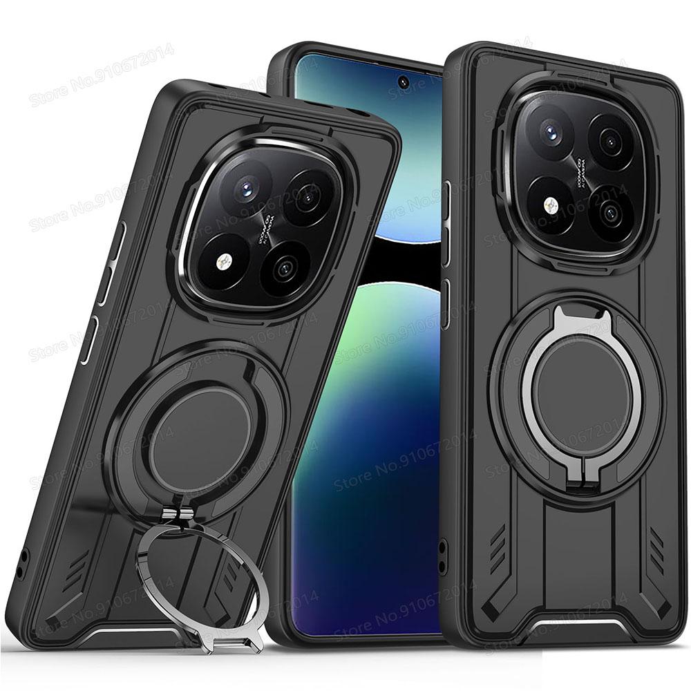 Metal Ring Rotate Stand Magnetic Phone Case For Xiaomi Redmi Note 14 Pro Plus 14S Shockproof Cover Redmi Note 13 Pro 5G 4G Cases