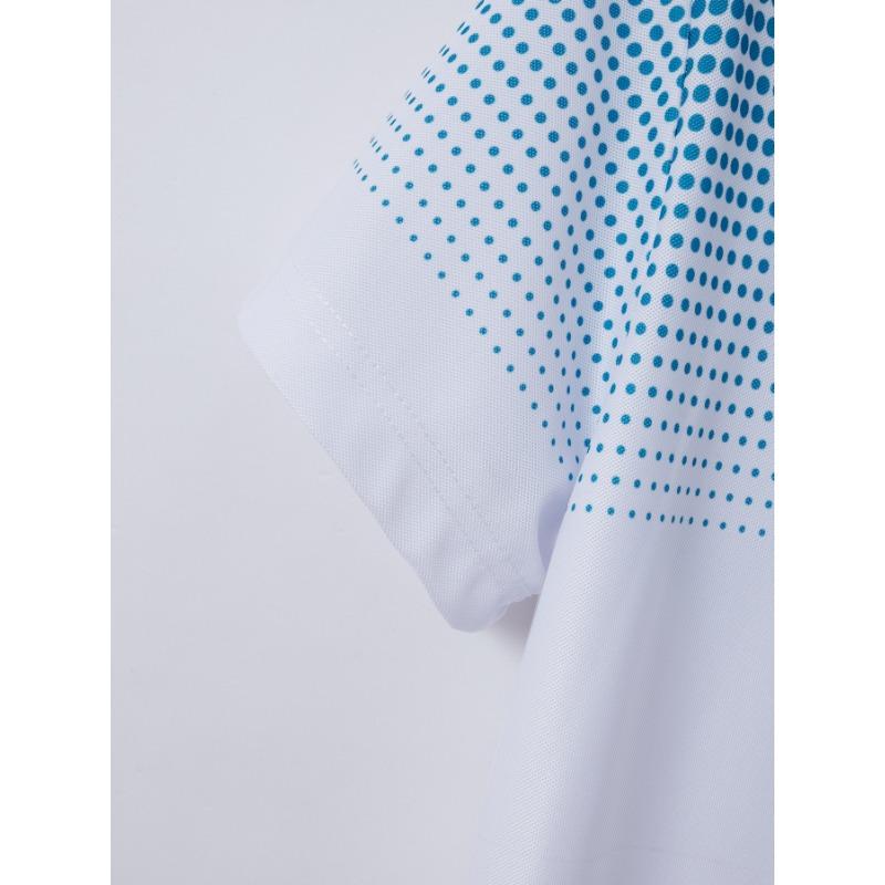 Men Gradient Dot Short Sleeve Button Polo Shirt Casual Sports Mens Top
