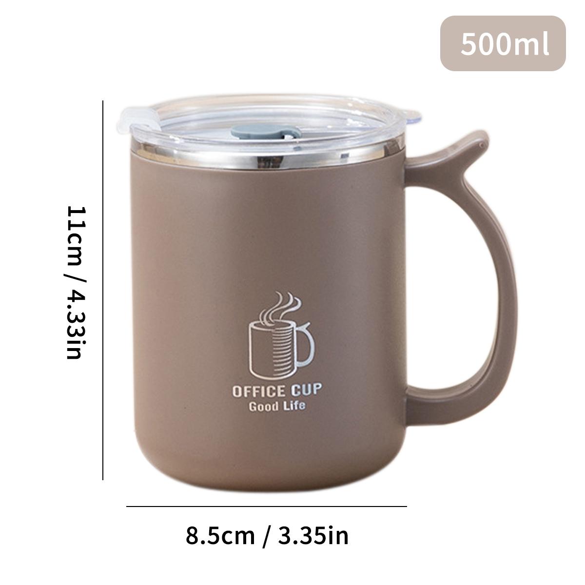 

Thermal Mug 304 Stainless Steel Double Wall Insulated Milk Coffee Cup With Handle Portable Student Leak-proof Water Cup 401-500ml коричневий