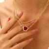 Heart Sword Couple Necklace Set 2 Pcs Zircon Pendant Silver Gold Plated Chain Romantic Gift for Couples Valentine's Day Jewelry