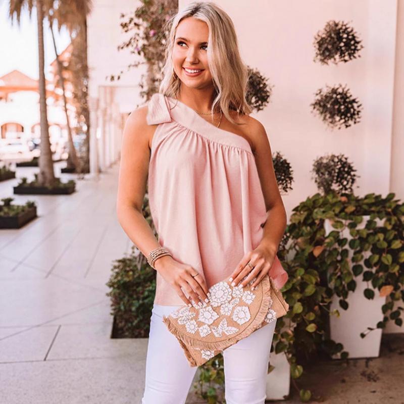 Spring and Summer New Women's Casual Fashion One-shoulder Strapless T-shirt Sleeveless Solid Color Top