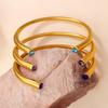 Cross-Border Gold Luxury Rhinestone Stainless Steel Open Bangle Bracelet
