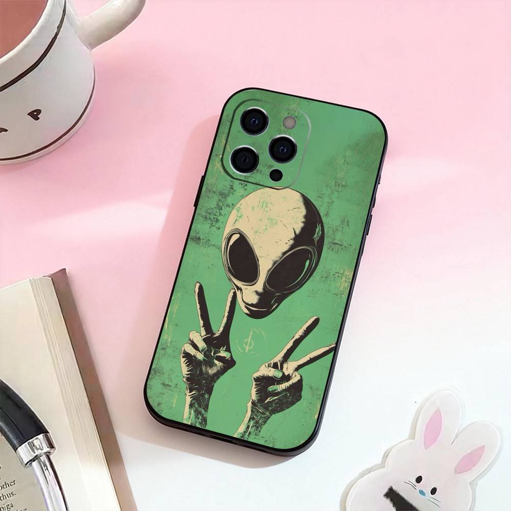 Funny Space UFO Alien Thing  Phone Case Silicone Soft For IPhone 17,16,15,14,13,12,11,XS,Plus Pro Max
