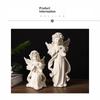 White Resin Praying Angel Figurines With Delicate Wings Floral Crown For Home Desktop Shelf Decor
