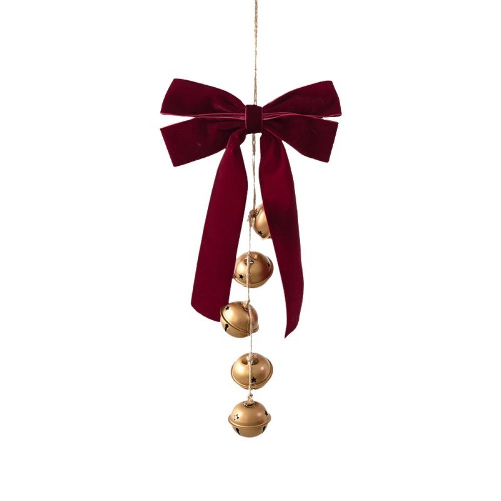 Multi‑Color Christmas Bow Bell Ornament Antique Gold Bells Xmas Tree Pendant Festive Party
