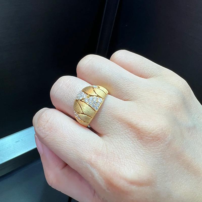 Anello vintage antico oro artigianato intarsio diamante spazzolato nuovo in anelli moda classici per donne banchetto fine regali