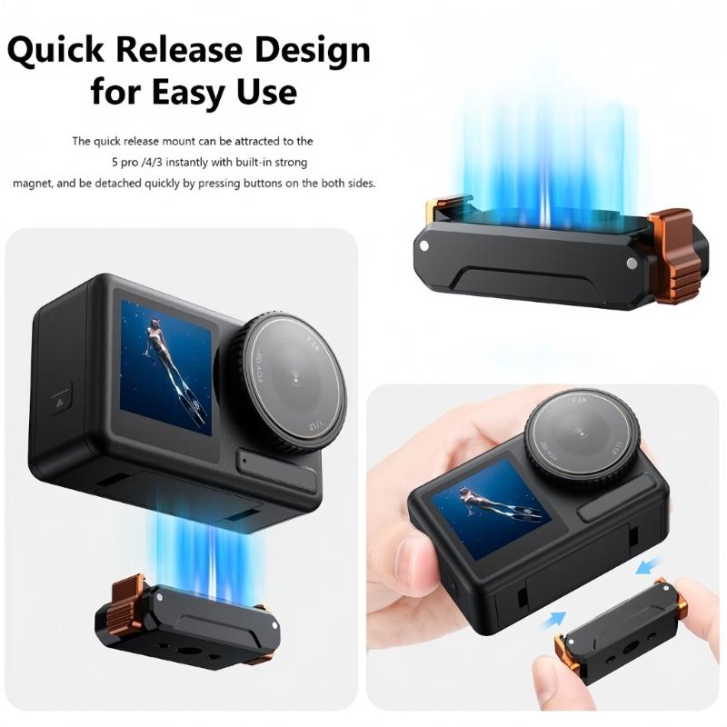 Aluminium Magnetic Quick Release Mount for Action 4/3 Protective Frame Case Aluminium Adapter for Action Camera Accessories