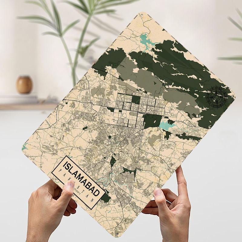 Islamabad City Map Pakistan Vintage Metal Poster Customized Wall Art Retro Vintage Tinplate Signs for Decoration Home Desk Decor