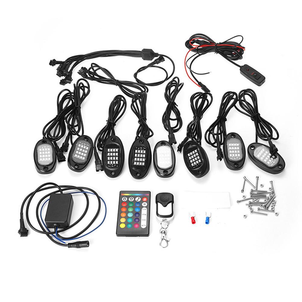 8PCS Underbody RGB LED Neon Light Atmosphere Bluetooth App Dual Remote Control