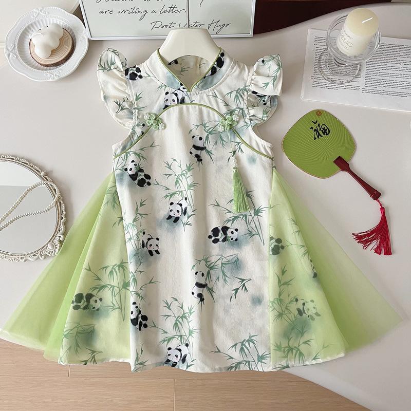 Girls Summer New Chinese Qipao Dress Cute Chic Princess Baby Dress 90cm