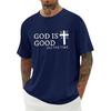 Mens Christian Shirts Shorts Sleeve Crewneck Jesus Cross Printed T Shirts Loose Graphic Tee