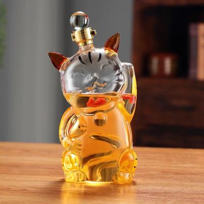 Creativo Portafortuna a Forma di Gatto in Vetro Senza Piombo Barware Whiskey Decanter Moda Semplicità Casalingo Carino Bicchieri Bottiglia di Vino in Vetro