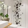 Pure Black Flower Butterfly Bathroom Bathroom Door Sticker Bathtub Sticker Bedroom Background Wall Sticker Self-adhesive Wall Sticker