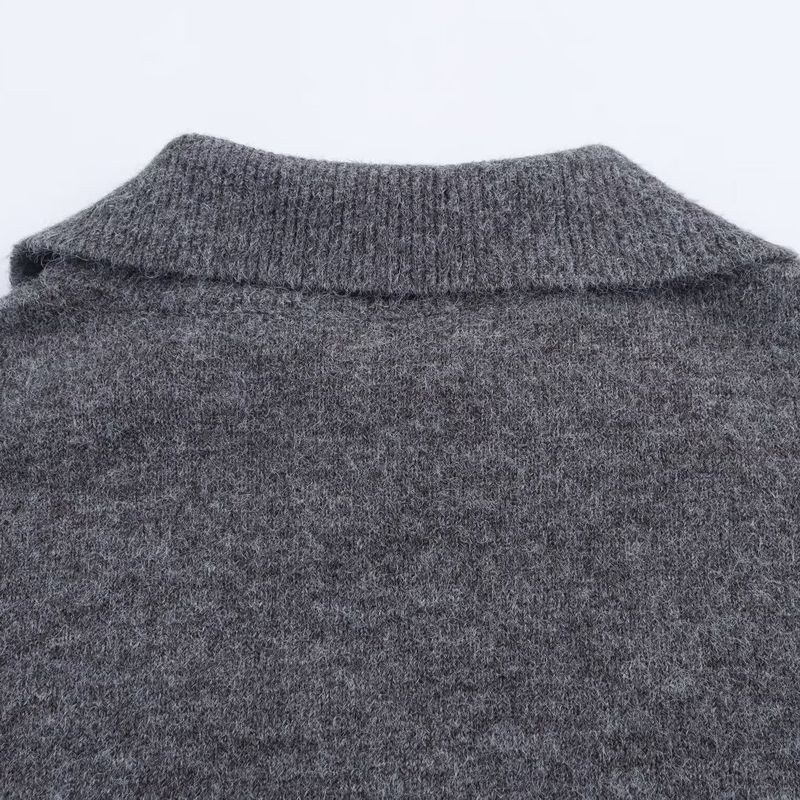 Za New Arrival Women's Clothing ZR Fashion Style Export Fashion All-Match Minimalist Embroider Zipper Pullover Knitwear