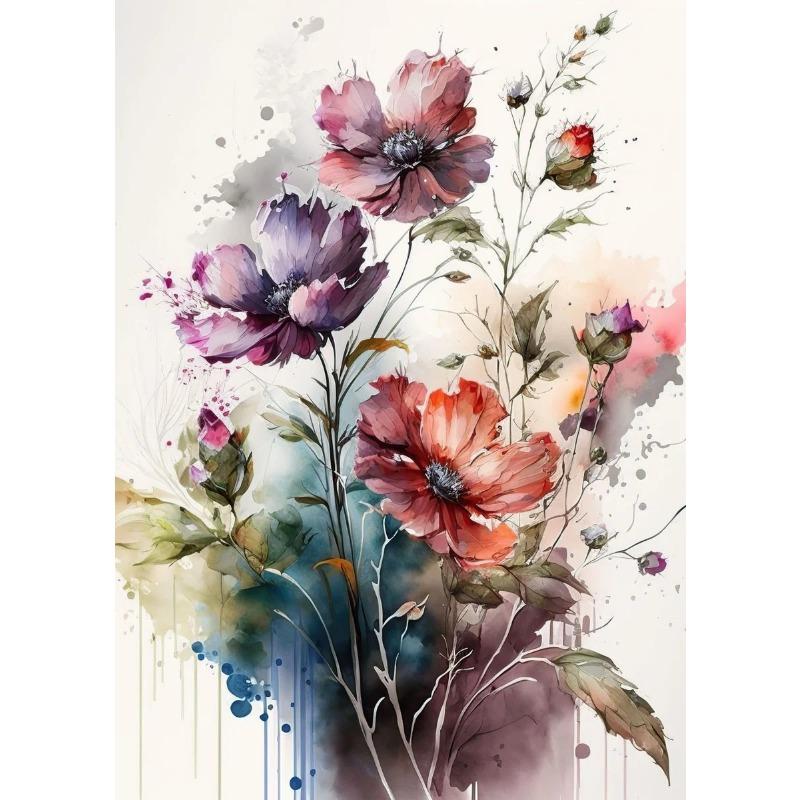 Watercolor Style Flowers Books Landscape Art Poster Canvas Painting Wall Prints Picture for Living Room Home Decor
