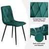 Dining Table and Chair Set (5-piece), Modern, Round, Made of Marble, Table Legs Made of Black Metal + 4 Ergonomic Chairs Made of Green Suede