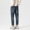 Fashion dad jeans autumn and winter new micro-cone small feet elastic denim trousers men's loose Harlan radish pants