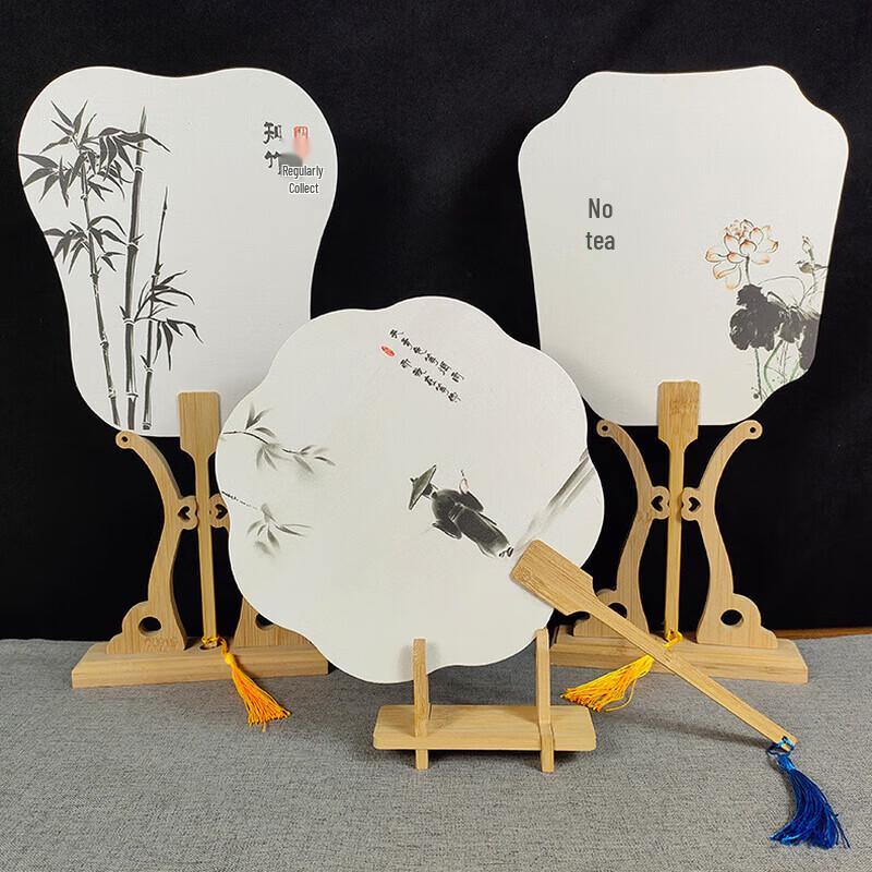 Ручная роспись, китайский стиль, лаковые круглые веера - Набор из 10 штук, ассорти