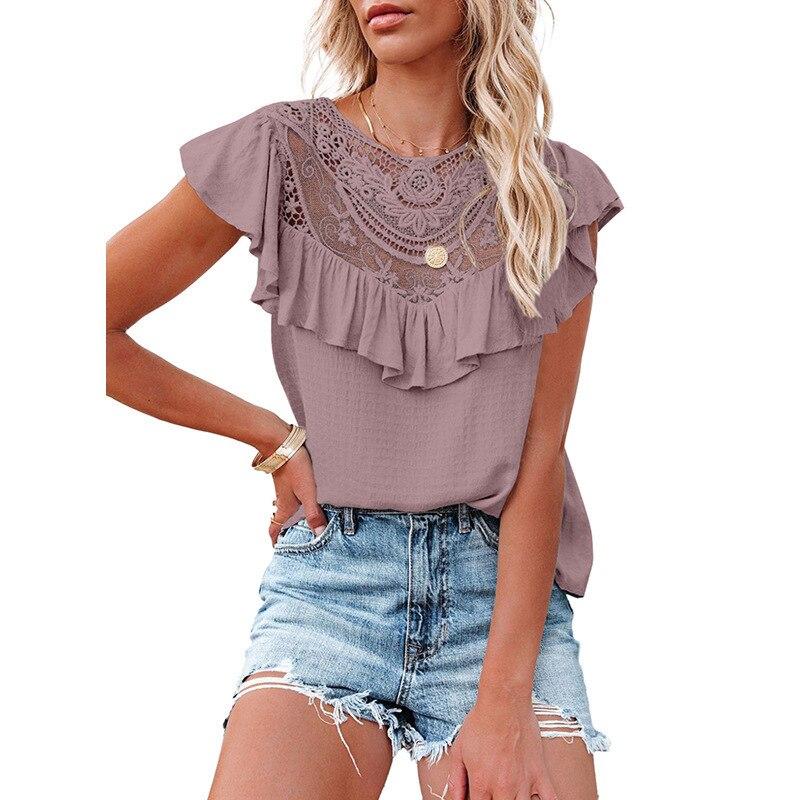Elegant Women's Summer Blouses Fashion New Casual Woman Tops Women Shirt Blouse Chemise Femme Lace Blusas Top Female Mujer