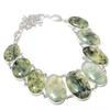 Natural Moss Prehnite Necklace 18" Adjustable Chain Oval Gemstone Jewelry PT 391