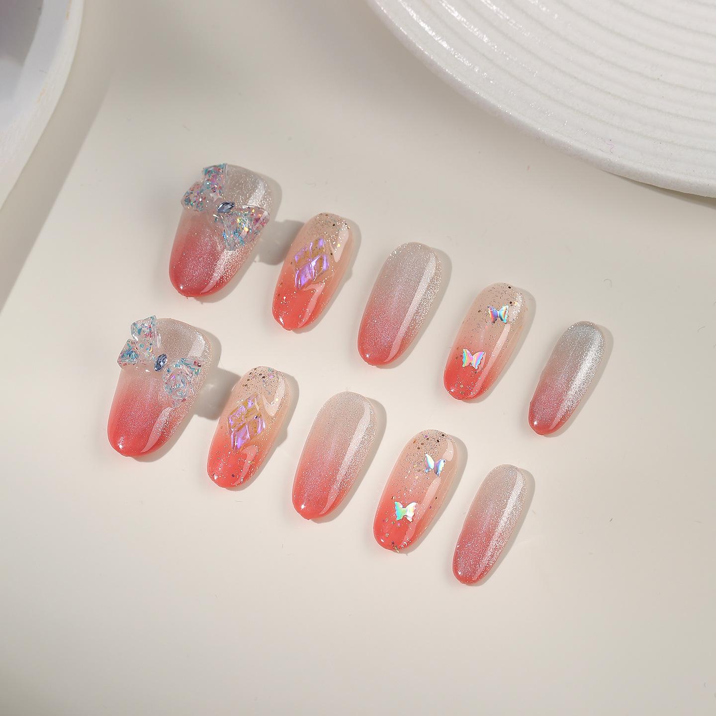 Zhuoshimei Handmade Cat Eye French Manicure Wearable Light Luxury Nail Patches S-80% Sisters  Choice