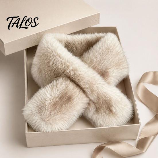 Koud Weer Thermische Sjaal met Nepbontkraag voor Vrouwen, Pluche Nekwarmer Sjaal, Pluizige Winddichte Buitensjaals, Thanksgiving Kerst