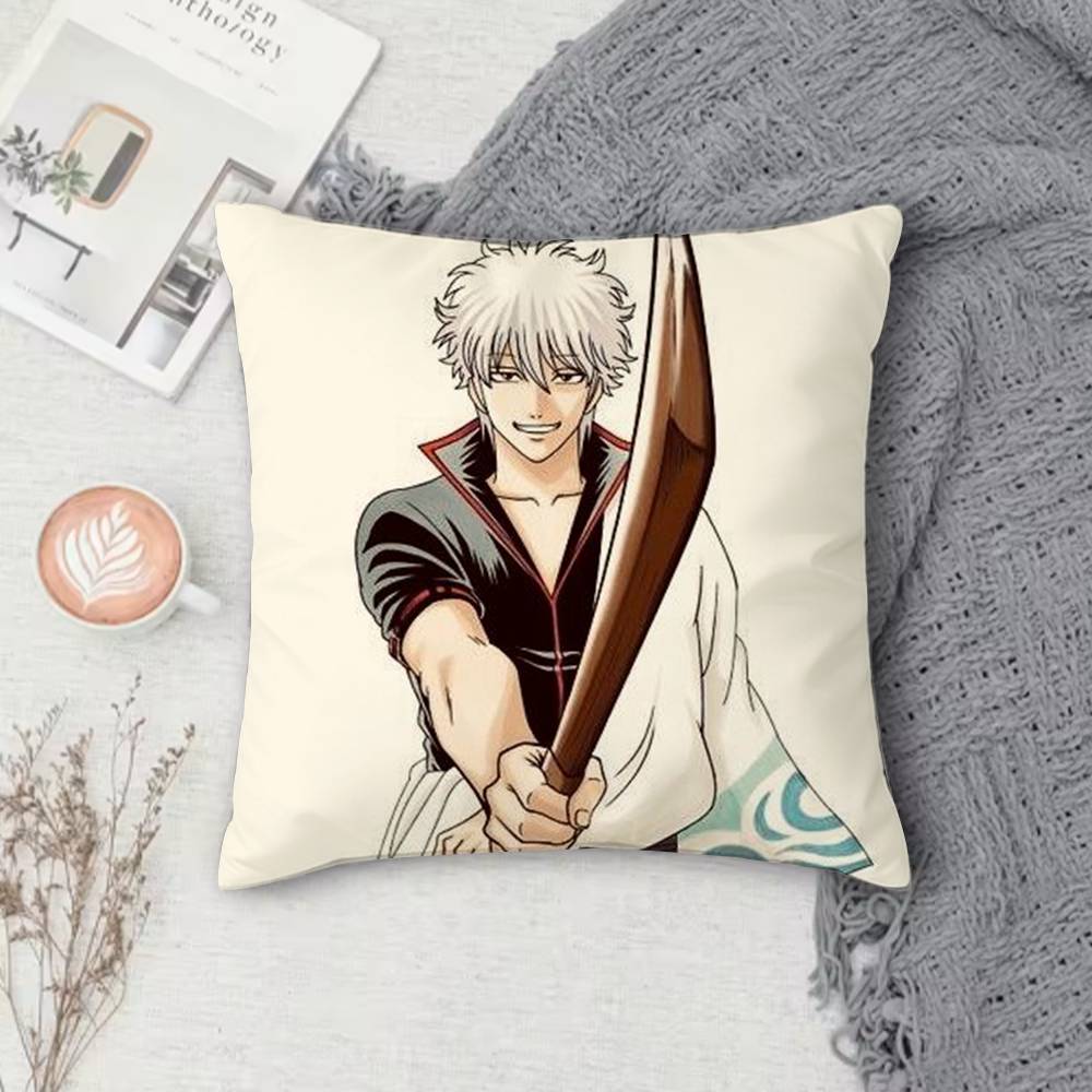 GGintama Anime  Doublesided Printed Square Pillow Cover Decorative Cushion Cover for Sofa Bedroom Bedside