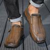 Men's Low-top Leather Shoes Zipper Casual Sneakers Plus Size 39-46