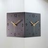 Double Sided Corner Wall Clock Non Ticking Modern Housewarming Gift Decorative with Light for