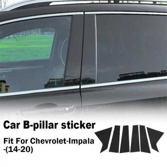 For 2014-2020 Chevrolet Impala Piano Balck Pillar Posts 6pcs Set Door Trim Cover