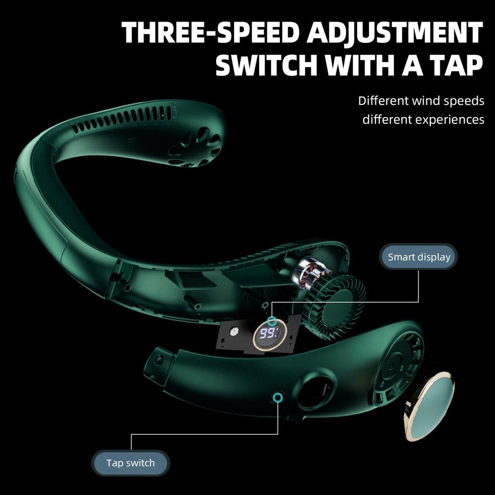 3000mAh Portable Hanging Neck Fan Bladeless Fan Personal Wearable Neckband Leafless Fan USB Rechargeable Fan Mini Air Cooler