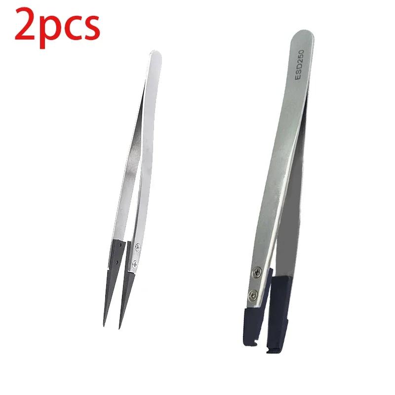 

1PC For Watch Hands Installation Work Straight Elbow ESD-259 ESD-259A ESD-7A Handle Stainless Antistatic Plastic Tweezers\ ;][