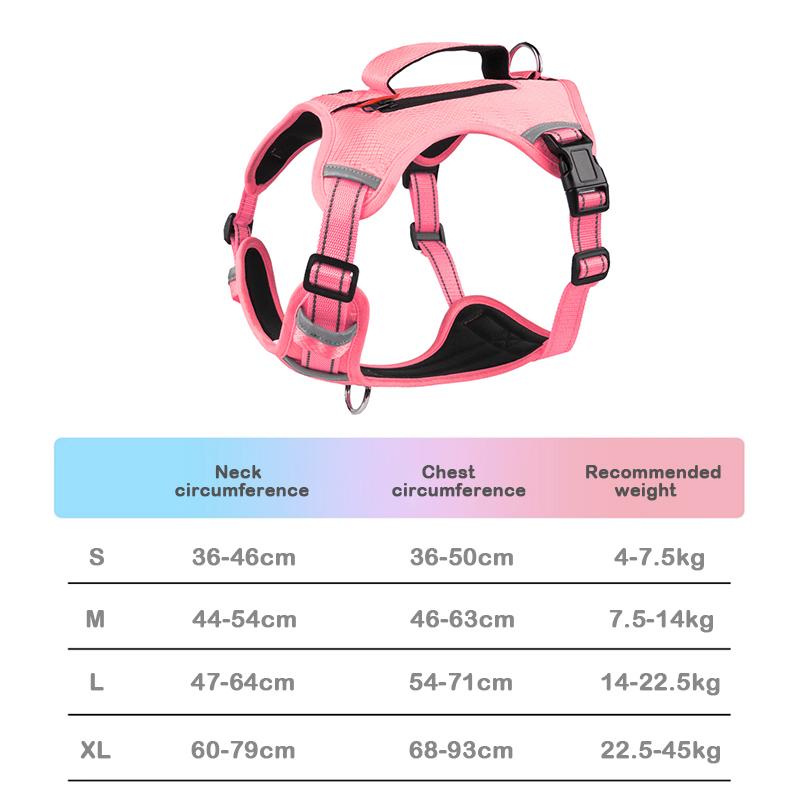 Dog No-Pull Reflective Breathable Harness for Medium & Large Dogs, Adjustable Comfort Pet Vest Harness for Walking Training