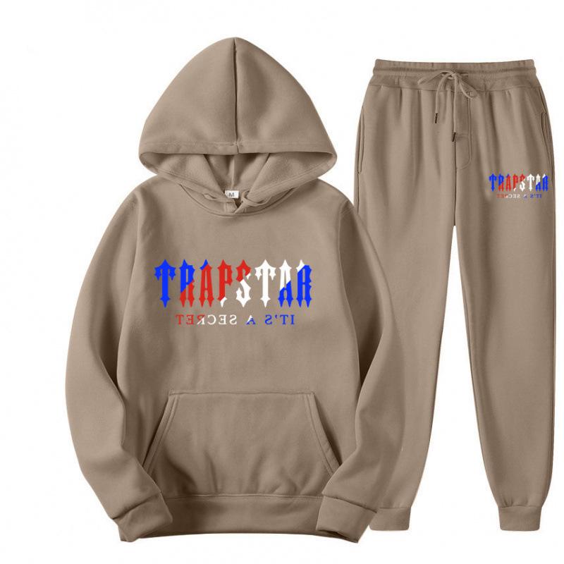Trapstar Streetwear Hooded Fleece Sweatshirt Casual Sport Two-Piece Set for Men & Women