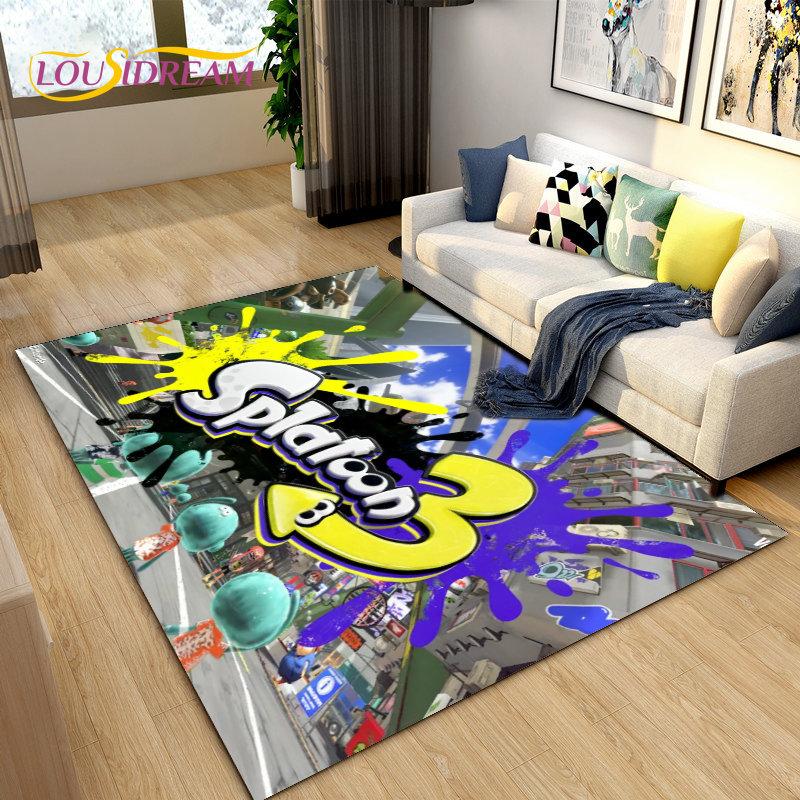 PC Splatoon, Game Gamer Cartoon Bereich Teppich, Teppich Teppich für Wohnzimmer Schlafzimmer Sofa Fußmatte Dekoration, Kinder spielen rutschfeste Bodenmatte