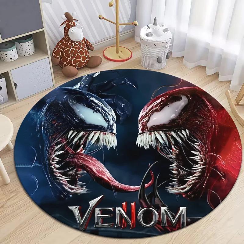 Disney Venom Movie HD Printed Round Carpet Living Room Sofa Chair Bedroom Rugs Flannel Anti-Slip Scary Home Decor Mat