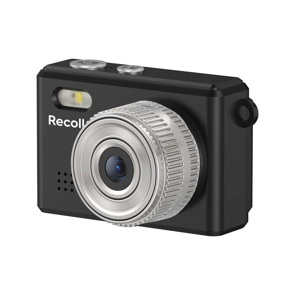IRT Recollo Toy Camera Mini Compact Digital Camera with Photo and Video Recording microSD Card Black Function, Included,